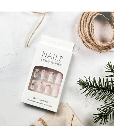 RTKHFZE Gradient Nude White Rhinestone Square Press on Nails - 24PCS - Buy Online on GoSupps.com