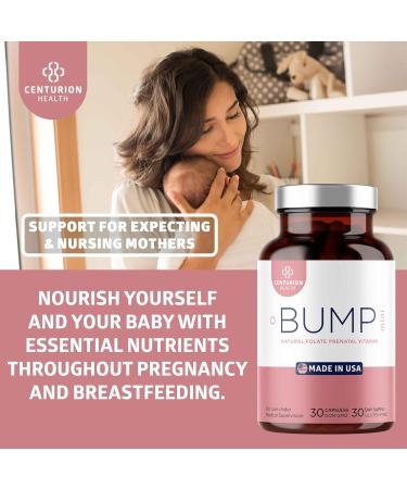 Centurion Labs Bump Mini Complete Prenatal Vitamins for Women with Folate Choline Carbonyl Iron Zinc Vitamin D3 and Vitamin B12 for Fetal Development and Pregnancy Support 30 Caps - Buy Online on GoSupps.com