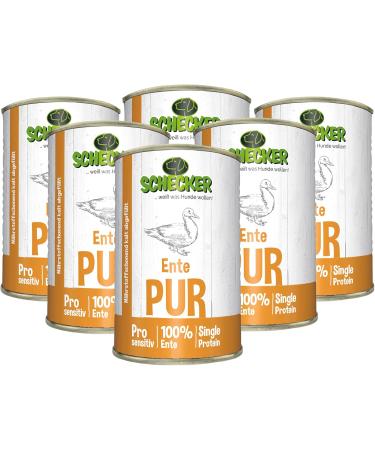Schecker - 100% PUR Duck - Wet Dog Food - 6 x 410 g - Grain Free - Canned Food - Dog Food - Buy Online on GoSupps.com