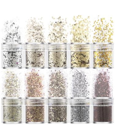 Champagne glitter nails glitter 10 boxes glitter powder set glitter sequin nail seilets for make-up manicure decoration DIY - Buy Online on GoSupps.com
