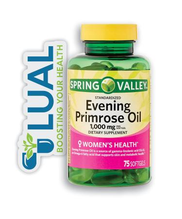 Omega-6 Fatty Acid for Women's Health. Includes Luall Sticker + Spring Valley Women's Health Evening Primrose Oil Softgels 1000mg 75 Count (1) - Buy Online on GoSupps.com