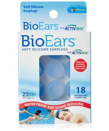 BioEars Soft Silicone Earplugs with ACTIValoe. Premium silicone. Protection from Water and Noise. (18 Pairs) 18 Count (Pack of 1)