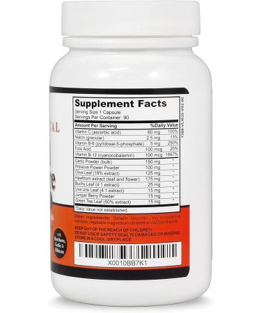 Premium Blood Pressure Support Formula - Hawthorn, Olive Leaf, Garlic & Hibiscus Supplement - 90 Capsules - Buy Online on GoSupps.com