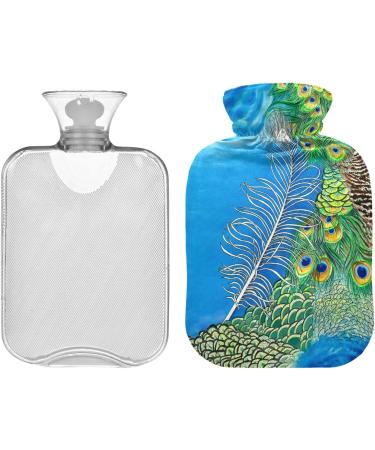 Naanle 2L Transparent Hot Water Bottle - Large Pfauenfedern Design for Heat & Cold Therapy | Ideal for Pain Relief & Comfort - Buy Online on GoSupps.com