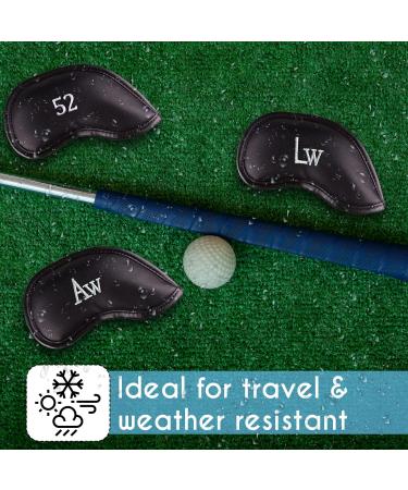 Premium Magnetic Leather Golf Club Head Covers Set | Embroidered Labels | Fits Irons and Wedges 4-Lw | Set of 10 - Buy Online on GoSupps.com