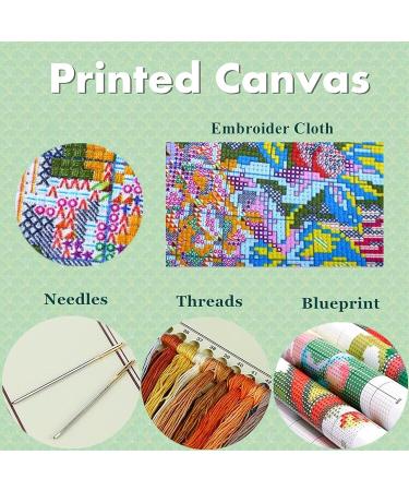 Joyhoor Stamped Cross Stitch Kit - Auspicious Peacock Design | DIY Needlepoint for Adults | Embroidery Patterns | 11CT | 15.7x20.9 inch | Color 01 - Buy Online on GoSupps.com