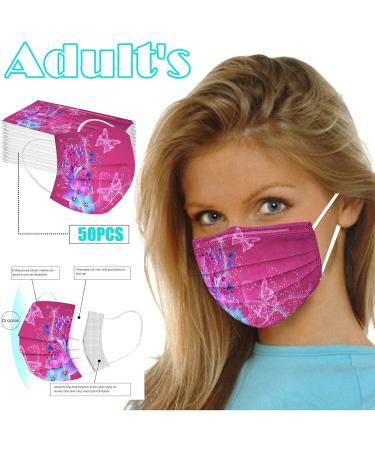 50PCS Valentines Day Disposable_Face_Masks Gradient Printed Adults 3 Layer Covers with Nose Wire for Women Men Purple Orchid-50PCS - Buy Online on GoSupps.com
