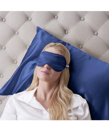 Jasmine Silk 100% Pure Silk Filled Eye Mask/Sleeping Mask Sleep Mask - Navy