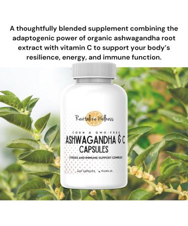 Revitalize Wellness Ashwagandha + Vitamin C Capsules | Stress and Immune Support Complex | with 550 mg Ashwagandha and 200 mg Vitamin C per Serving | 30 Servings - Buy Online on GoSupps.com