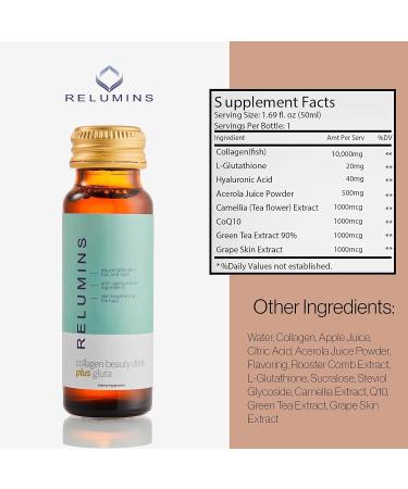 Relumins Advance Rejuvenating Collagen Beauty Drink with Glutathione Hyaluronic CoQ10 EGCG - Apple - 1.6 Oz - Buy Online on GoSupps.com