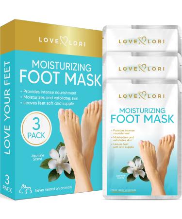 Foot Mask Moisturizing 3 Pairs by Love Lori  Ultra Hydrating Foot Mask for Dry Cracked Feet, (NON-PEEL) with Hyaluronic Acid, Shea Butter & Coconut Oil  Great Self Care Gifts for Women & Men 3 Count (Pack of 1)