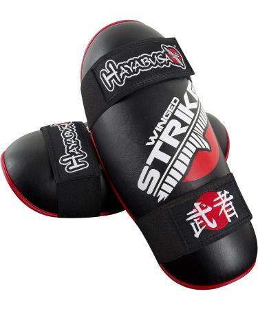 Hayabusa Winged Strike Karate Shin Guards - X-Large Black | Competition-Grade - Buy Online on GoSupps.com