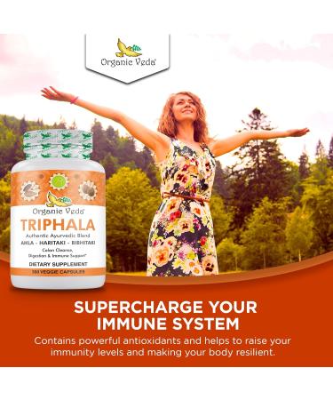 Organic Veda Triphala Powder 300 Capsules 1000mg - Organic Triphala Supplement for Colon Cleanse Immune Gut & Digestion Health - Whole Green Antioxidants Amla Haritaki & Bibhitaki - Vegan Pills - Buy Online on GoSupps.com