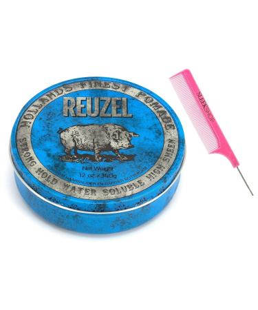 yper Comb + 12 oz XXL R z BLUE STRONG HOLD WATER SOLUBLE POMADE Men Pommade Hair Product for Man HOLLAND x (w/SIeekshop Pink Comb) (Blue Strong Hold Water Solu. (12 oz XXL))
