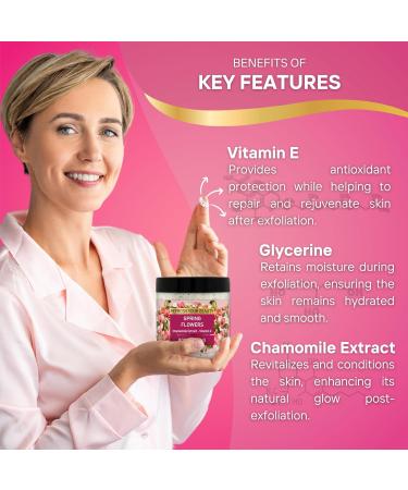 Body Scrub with Spring Flowers - Chamomile Extract Gentle Hydration & Exfoliation | 16.9 fl. oz - International Shipping Available - Buy Online on GoSupps.com