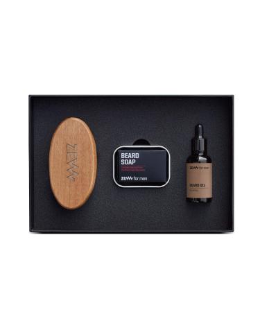 ZEW FOR MEN Simple lumberjack set including beard brush beard oil and beard soap