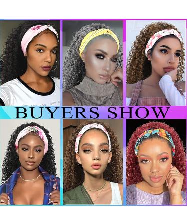 CINHOO Grey Curly Wave Headband Wig for Black Women - 15 Inch Synthetic Half Wig with Attached Headband - Afro Kinky Curly Style - Buy Online on GoSupps.com