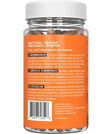 Alexsyn F*OX VCS Vision & Brain Health Supplement 30-Day Supply (60 Vegan Capsules) with Lutein & Citicoline for Eye Function Focus & Oxidative Stress Support Made in USA - Buy Online on GoSupps.com