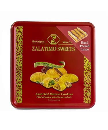 Zalatimo Sweets Shortbread Cookies Variety Pack | 100% All-Natural | Slightly Sweet | Square Metal Gift Tin | No Corn Starch or Syrups | Assorted Baklava, Mamoul, Sesame & Butter | Pack of 3 - Buy Online on GoSupps.com