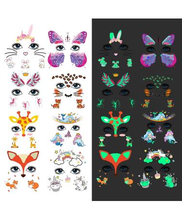 Kids Animal Temporary Face Tattoo Sticker Set - 70 pcs, Water Transfer, Festival Body Paint Decoration, Cartoon Watches Tattoos for Children - 5 Sheets - Buy Online on GoSupps.com