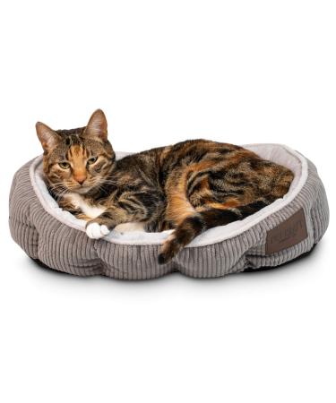 Pet Craft Supply Cat Bed For Indoor Cats - Kitten Bed - Machine Washable - Ultra Soft - Self Warming - Refillable Catnip Pouch Grey