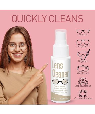 Eyeglass Cleaner Spray Kit - Gentle Lens Cleaner for Eyeglasses Sunglasses & Screens | 1.7 fl oz Microfiber Cloth Included - Buy Online on GoSupps.com