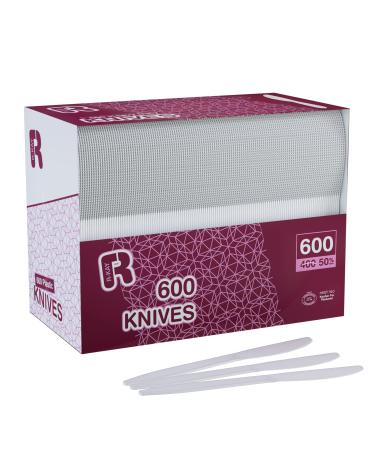R-kay Plastic Knives 600 Pack - Medium Weight Plastic Silverware - Disposable Knives For All Gatherings - Premium White Plastic Knifes Disposable Cutlery - Bulk Plastic Utensils For All Gatherings
