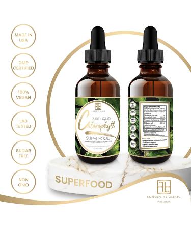Longevity Clinic Liquid Chlorophyll Drops - 6000mg - 120 Servings - Natural Energy Boost & Immune Support - Made in USA - Buy Online on GoSupps.com