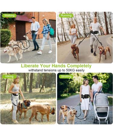 ETACCU Hands Free Dual Dog Lead for Running, Walking & Jogging - Adjustable Waist Belt with Traffic Handle - Reflective Stitching - Ideal for 2 Dogs - Buy Online on GoSupps.com