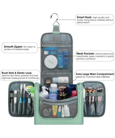 WANDF Large Hanging Toiletry Wash Bag Travel Organizer - Green | Men Women Makeup Cosmetic Case - Buy Online on GoSupps.com