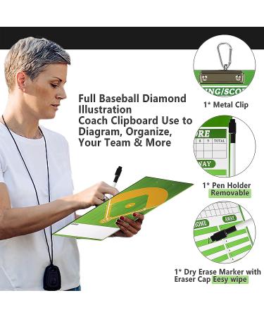PHYSIZZ Dry Erase Baseball Coaches Clipboard - Double-Sided Coach Lineup Marker Board for Baseball & Softball - Buy Online on GoSupps.com