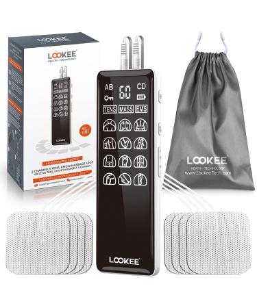 LOOKEE Premium LED 4-Channel TENS Unit EMS Massage Muscle Stimulator for Pain Relief Therapy Independent 4 Channels Electric Pulse Massager with 36 Programs and 40 Intensity Levels - FSA/HSA Eligible