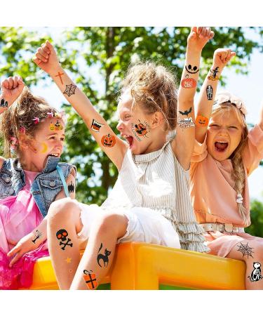 Whaline Halloween Temporary Tattoos - 270+ Waterproof Tattoo Stickers for Boy Girl Party Favors - Pumpkin Witch Ghost Bat Designs - Face Arm Body Decorations - Buy Online on GoSupps.com