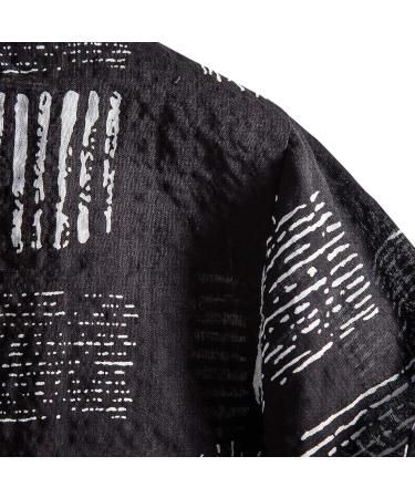 Vintage Men's Summer Button Down Bowling Shirt - Ethnic Print - Black - 3X-Large - Buy Online on GoSupps.com
