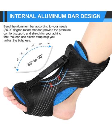 AMIAWIT Plantar Fasciitis Night Splint - Adjustable Brace for Heel, Ankle & Arch Pain Relief - Achilles Tendonitis Support - Women Men (Blue) - Buy Online on GoSupps.com