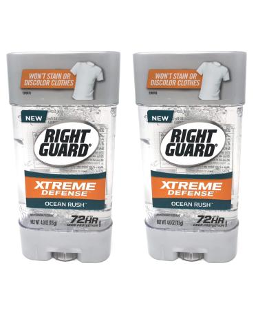 Right Guard Gel Antiperspirant/Deodorant Xtreme Defense Ocean Rush 4 Ounces (Pack of 2) Ocean 4 Ounce (Pack of 2)