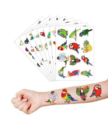 Parrot Bird Temporary Tattoo Stickers - Tropical Themed Birthday Party Decorations for Kids - 96PCS Set - Classroom Prizes & Gifts - Buy Online on GoSupps.com