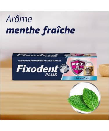 Fixodent Cr me Adh sive Plus Barri re Anti-Particules Pour Proth ses Totales et Partielles Go t Neutre Tenue Et Confort Tout Au Long De La Journ e Arome Frais Fixodent Cr me fixative PLUS Barri re Anti-particules Fresh 57g - Buy Online on GoSupps.com