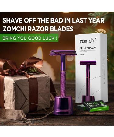Zomchi Safety Razor for Women - Double-Blade Metal Razor with 10 Blades Purple Shaving Set Perfect for All Double-Blade Razors - Buy Online on GoSupps.com