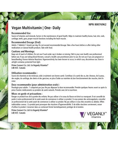 VEGANLY Vegan Multivitamin One-Daily for Plant-based Diets. 90 veg. tablets with high potency in B12 D3 Calcium Iron Zinc & more. Best for vegans and vegetarians. (NPN 80076962) - Buy Online on GoSupps.com