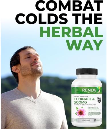 RENEW ACTIVES ORGANIC ECHINACEA (10:1 RATIO) - High Potency Herbal Supplement to Relieve Symptoms & Shorten Duration of Upper Respiratory Conditions Non-GMO Easy-to-Swallow - 90 Capsules - Made in Canada - Buy Online on GoSupps.com