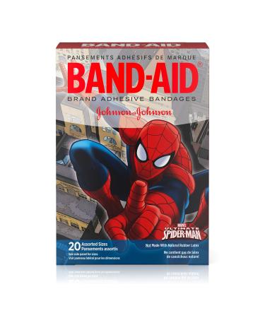 Band-Aid Brand Adhesive Bandages for Minor Cuts and Scrapes Featuring Marvel Spiderman for Kids Assorted Sizes 20 ct (Pack of 2) 20 Count (Pack of 2)