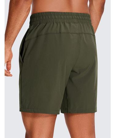 CRZ YOGA Men's 2 in 1 Running Shorts with Liner - 7'' Quick Dry Athletic Shorts, Dark Olive - Buy Online on GoSupps.com