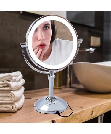 MonMed Lighted Makeup Mirror with 1x and 10x Magnification for Perfect Make Up Application - LED Standing Mirror - Buy Online on GoSupps.com