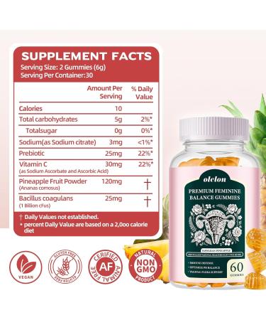 Feminine Balance Gummies for Women pH - Prebiotic & Probiotic Gummies with Bacillus Coagulans, Vitamin C & Pineapple Extract - Hawaiian Pineapple Flavor, Immune Support, Vegan Friendly 60 Count - Buy Online on GoSupps.com