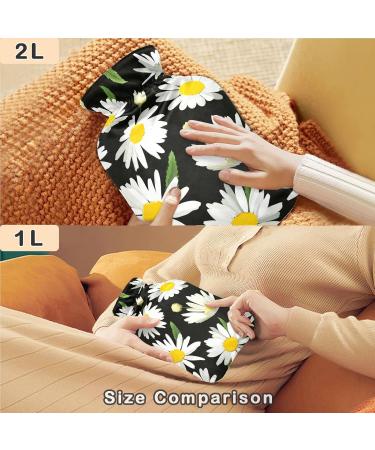 NAANLE 1L Hot Water Bottle - Chrysanthemums Daisy Flower Design for Menstrual Cramps Relief & Heat Therapy - Transparent Heating Bag for Hand & Foot Comfort - Buy Online on GoSupps.com