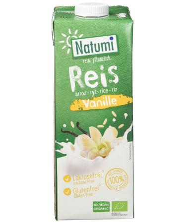 Natumi rice drink vanilla unsweetened i 12 Pack Plant drink organic - 12 x 1 l i milk set vegan without sugar / gluten / lactose I Italian rice & organic bourbon vanilla i rice drink & cook