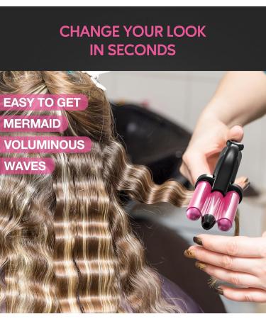 FARERY 3 Barrel Hair Waver | Mini Curling Iron for Short Hair | Beach Waves Hair Crimper | 3 Temperature Adjustable | 1/2 Inch | Dual Voltage | Travel Size - Buy Online on GoSupps.com