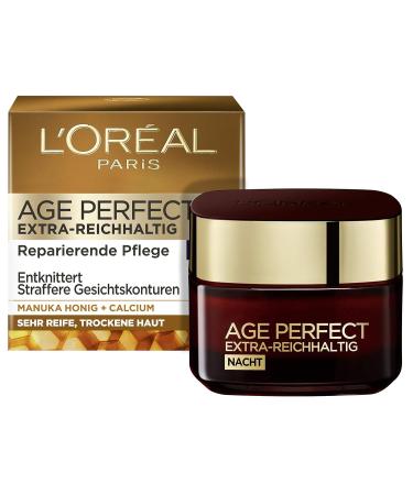 L'Or al Paris Age Perfect Night Care - Extra-Rich Anti-Aging Facial Cream for Very Dry Skin with Manuka Honey & Calcium - 50ml (Pack of 2) - Nourish & Tighten - Buy Online on GoSupps.com