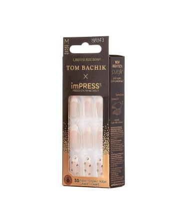 KISS TOM BACHIK x imPRESS Press-On Manicure Nail Kit - Style You Fancy Huh - Medium Almond Neutral Fake Nails with Prep Pad, Mini Nail File, and Cuticle Stick - Buy Online on GoSupps.com